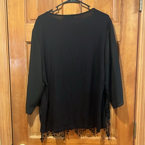 Chicos women’s black burnout velvet floral top size 2 ( L/12) . - Picture 4 of 6